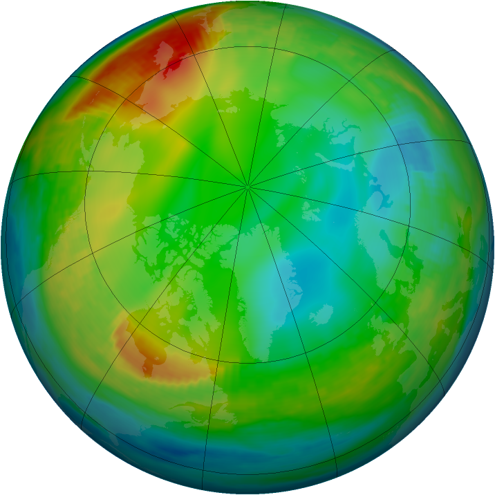 Arctic ozone map for 18 December 1983